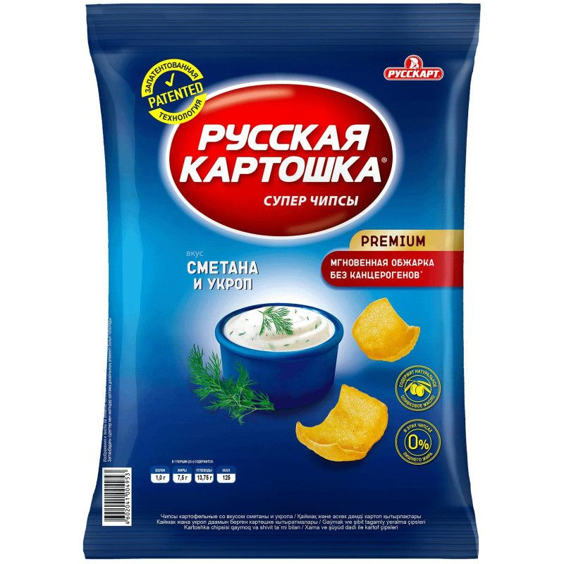 Чипсы картофельные Русская Картошка сметана и укроп, 80г  #1