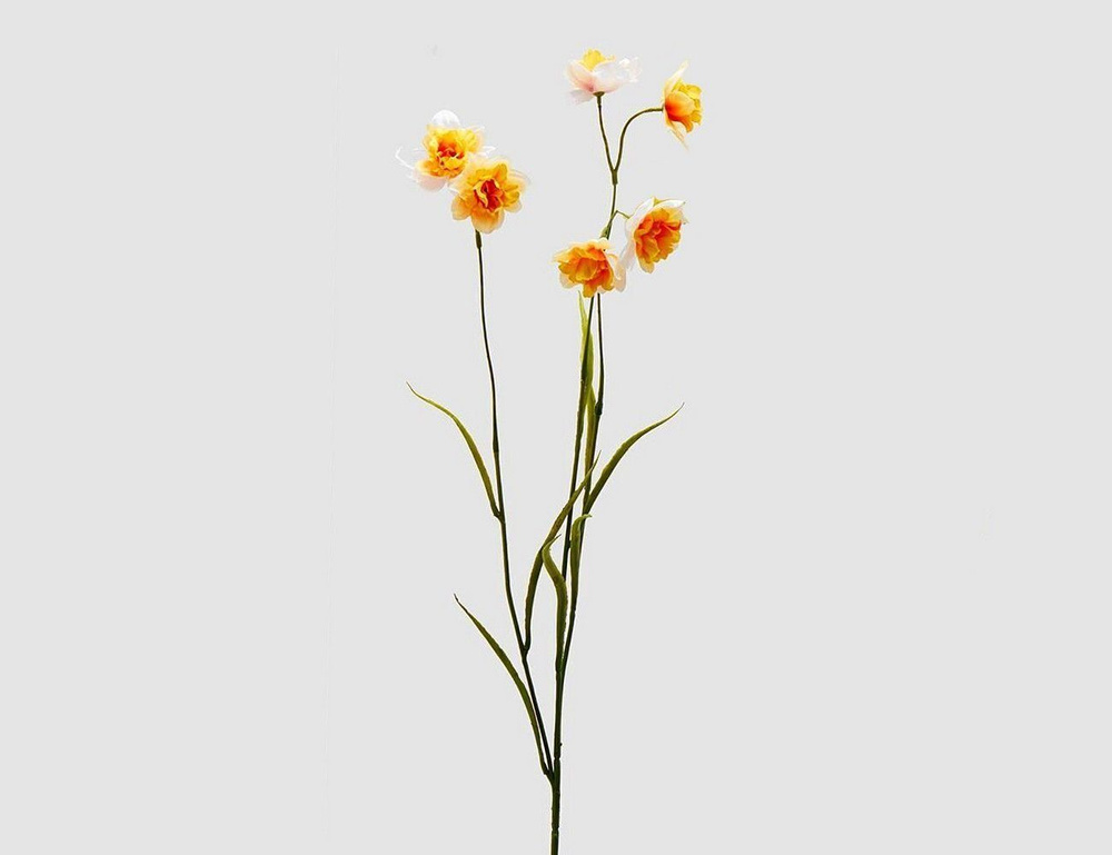 Декоративная ветка-цветок, бело-оранжевый, 80 см, EDG #1