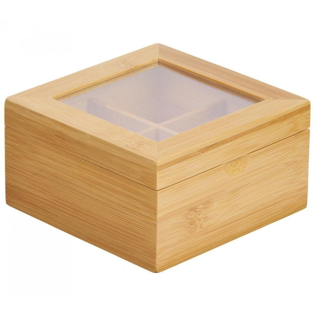 Коробка для чайных пакетиков, 14х14х7,5 см, бамбук, Катунь. #1