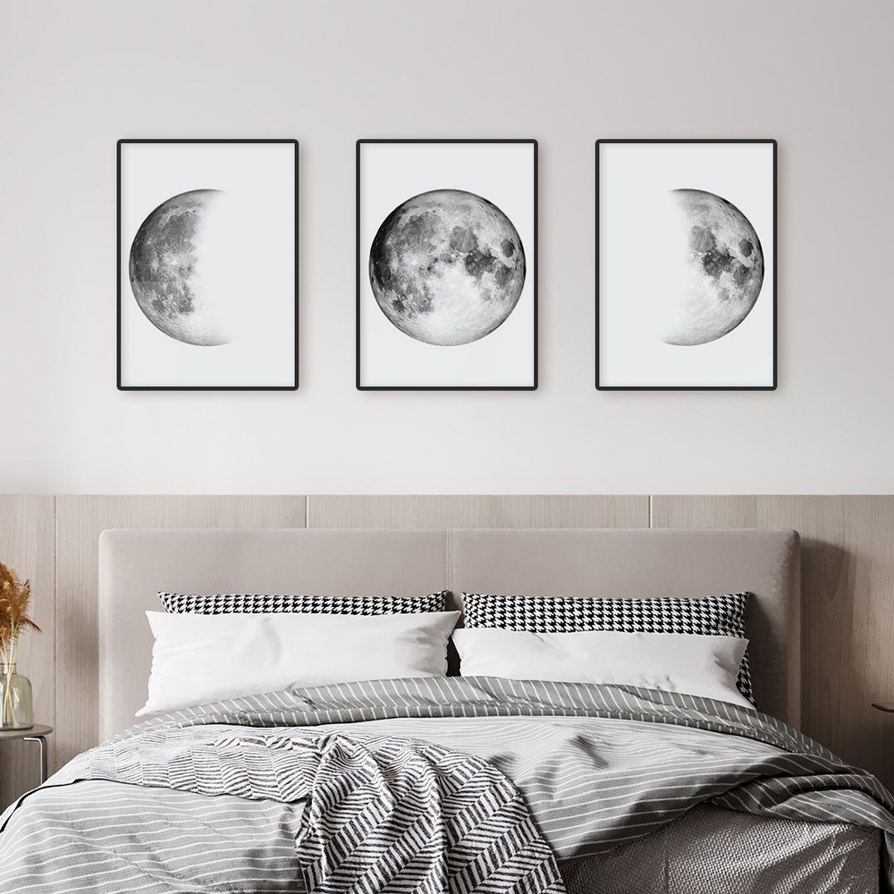Постеры на стену "Луна", постеры интерьерные 30х40 см, 3 шт.  #1