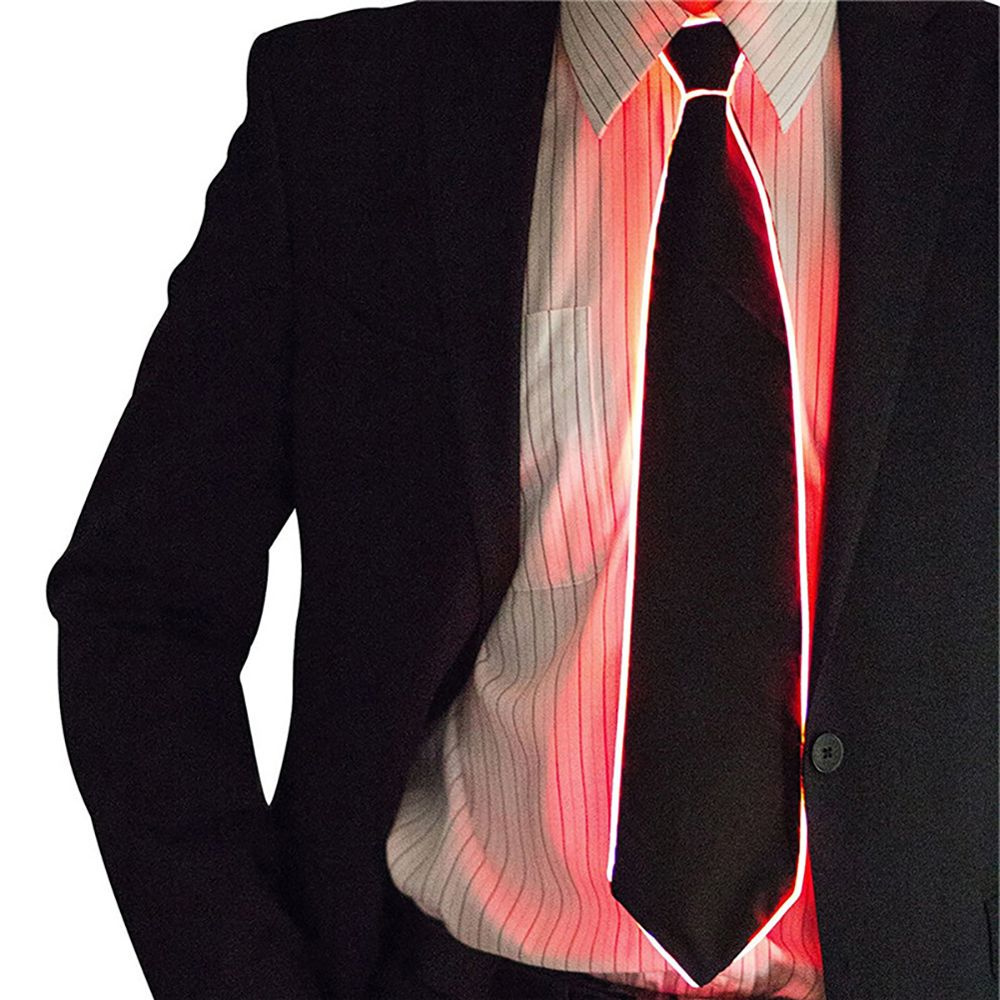Светящийся неоновый галстук красный #1