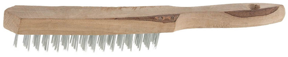 Щетка проволочная ТЕВТОН 4 ряда, деревянная ручка, стальная,  #1