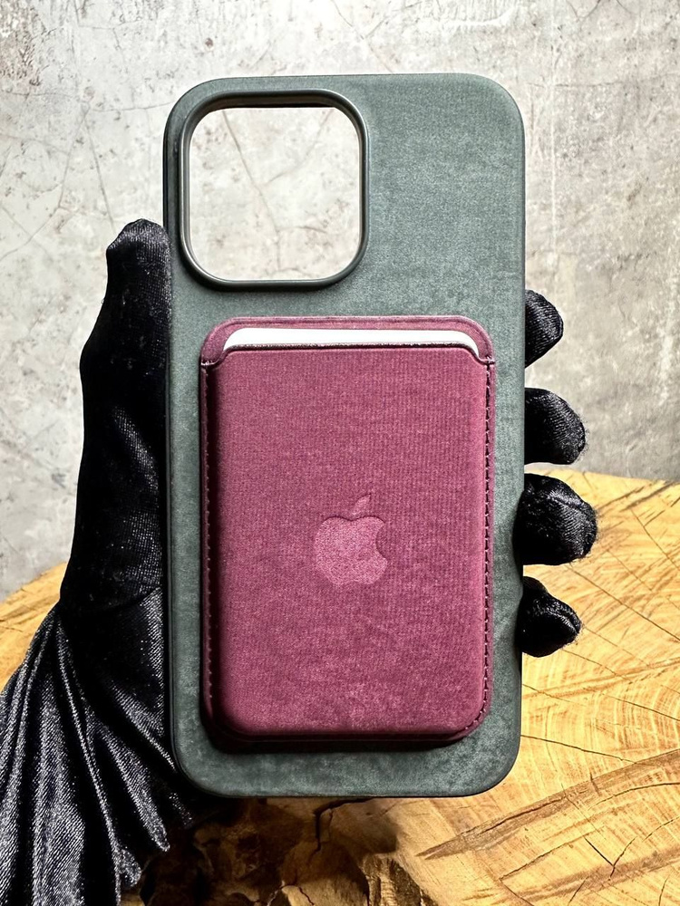 Картхолдер из прочного микротвила FineWoven Wallet с MagSafe для iPhone 15/ 15Pro/ 15Pro Max, Вишневый #1