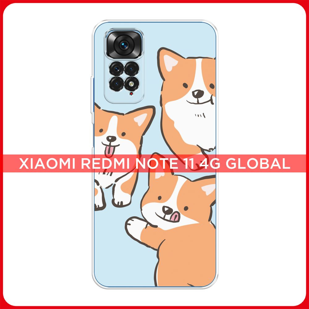 Силиконовый чехол на Xiaomi Redmi Note 11 4G Global/Redmi Note 11S / Редми Ноут 11 Global/11S Милые корги #1