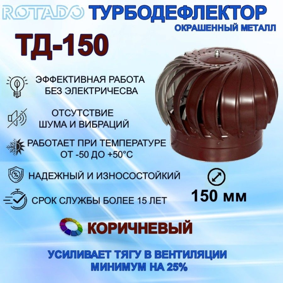 Турбодефлектор ТД-150 ROTADO коричневый, окрашенный металл, вращающийся  #1