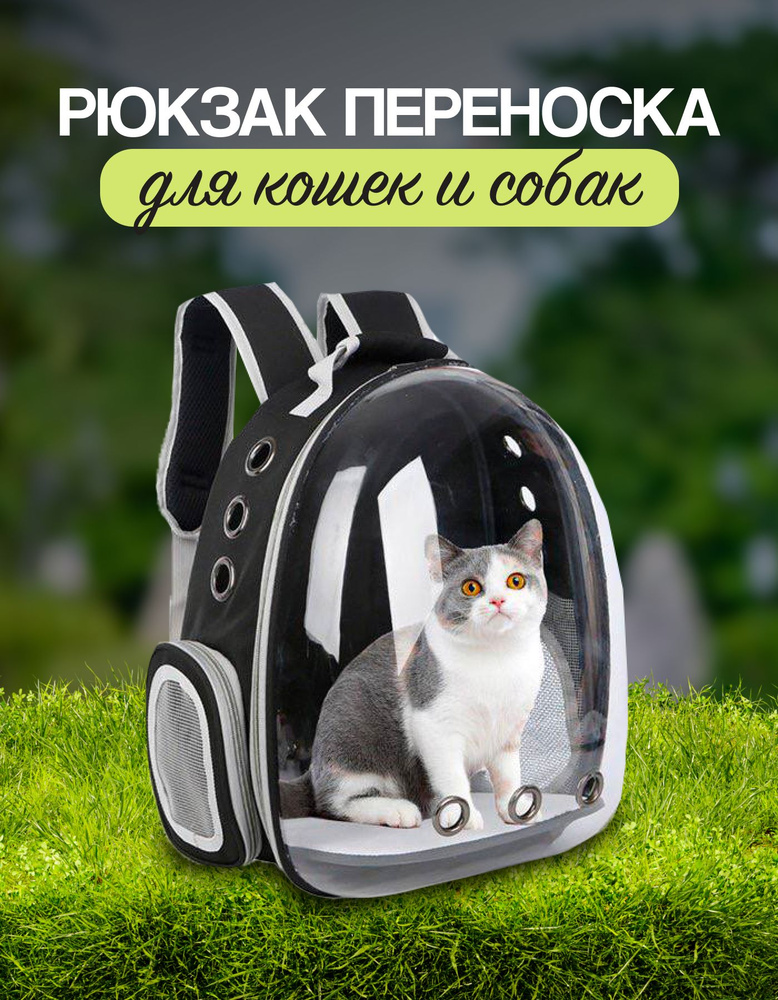 Рюкзак - переноска для кошек и собак с прозрачным окном и анатомической спинкой  #1