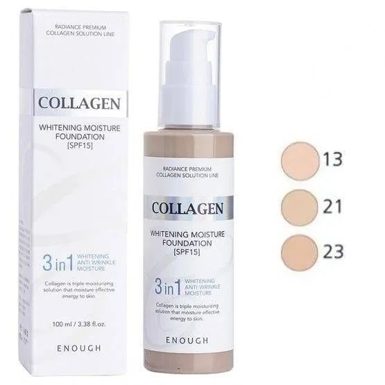 Осветляющий тональный крем с коллагеном 3 в 1 Enough Collagen Whitening Moisture Foundation 3 In 1 SPF15 #1