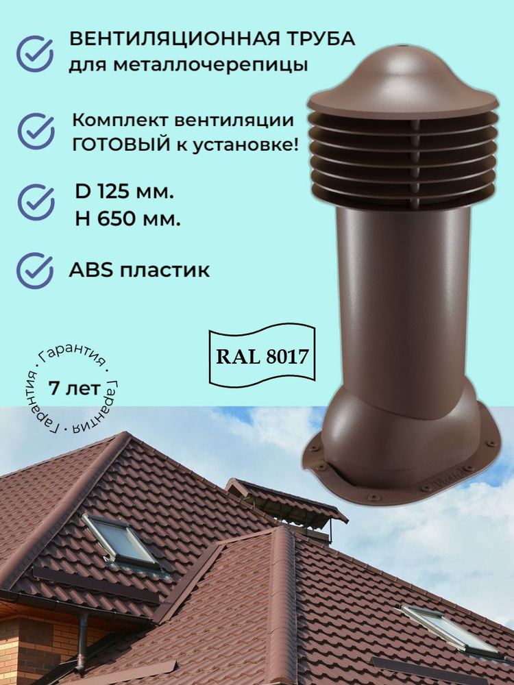 Вентиляционный выход D150/125 мм. для кровли из металлочерепицы типа ...