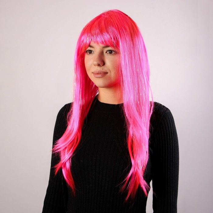 Карнавальный парик КНР "Блеск", розовый, 120 г #1