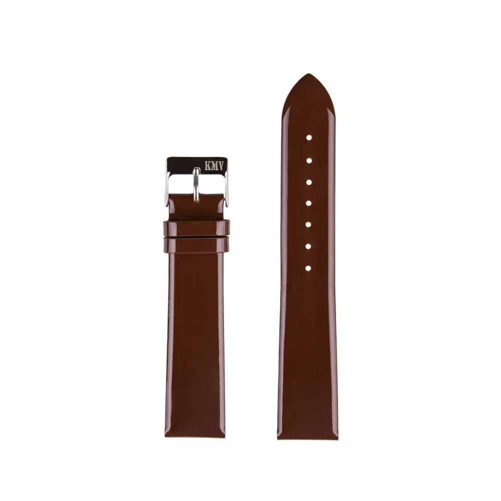 Ремешок для часов 20мм, кожаный, коричневый, с лаковым покрытием KMV  #1