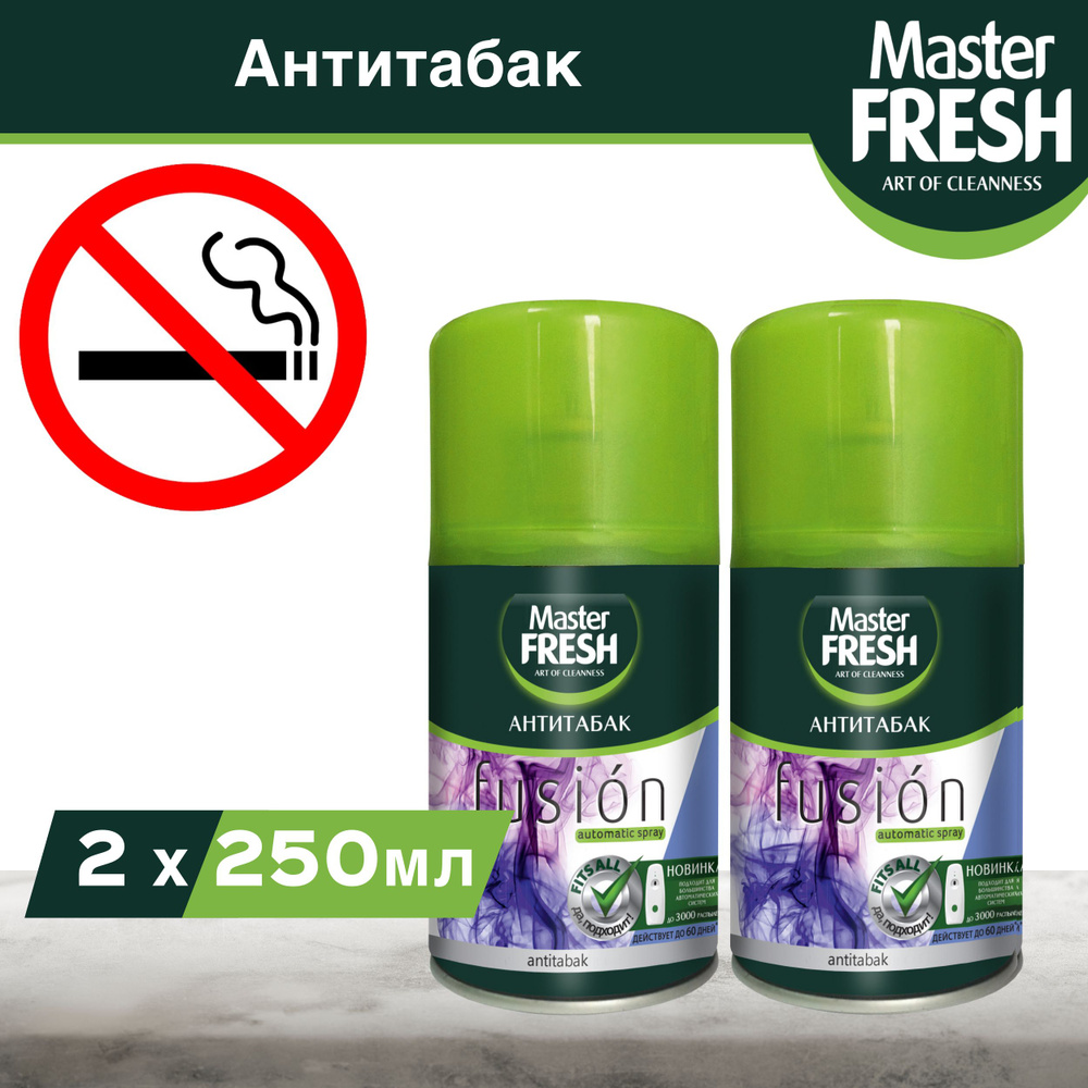 Освежитель воздуха Master Fresh Антитабак сменный баллон (подходит для Air Wick и Glade), 250 мл, 2 шт #1