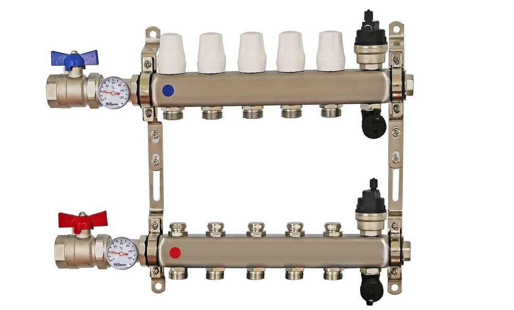 Коллекторная группа Millennium 1", 5 выхода 3/4" с кранами (без расходомеров). Арт. KGKT1105  #1