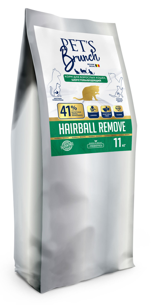 Корм сухой для кошек PET’S BRUNCH HAIRBALL REMOVE, шерстевыводящий, 11 кг  #1