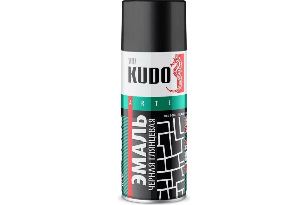 Эмаль KUDO KU-1002 универсальная алкидная глянцевая черная 520 мл.  #1