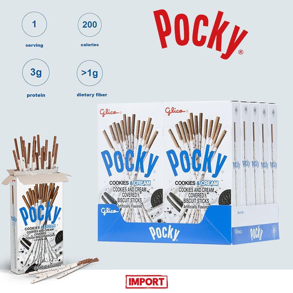 Печенье Pocky Cookies & Cream 10шт по 40гр / Покки шоколадные палочки со вкусом Орео Крем Тайланд  #1