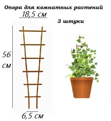 Опора для вьющихся комнатных растений "лесенка" набор 3 штуки цвет коричневый  #1