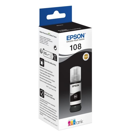 Комплект 2 шт, Чернила Epson 108 C13T09C14A черный 70мл для Epson L8050/L18050  #1