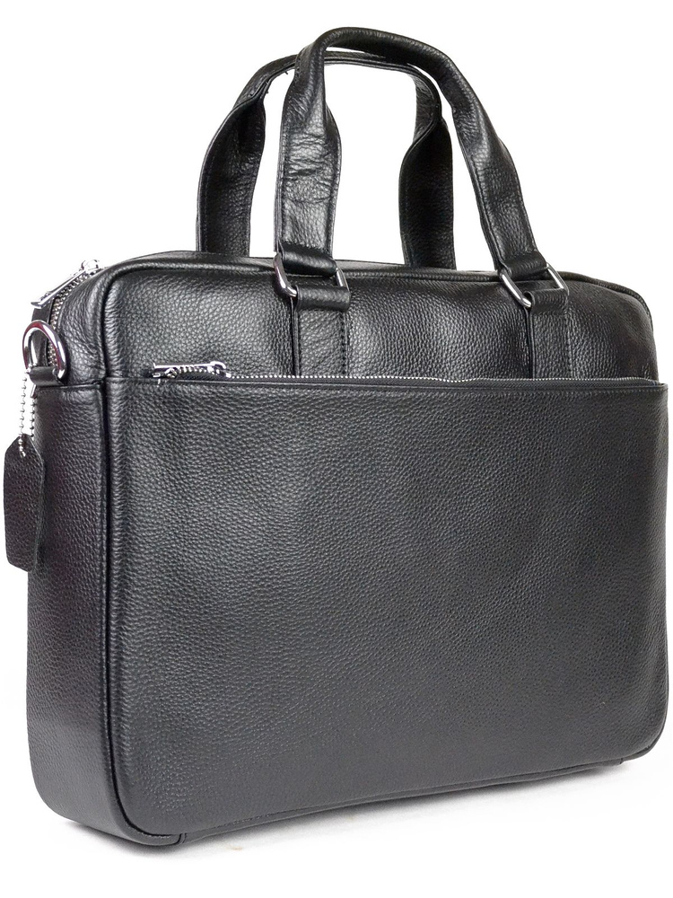 Мужская сумка портфель из натуральной кожи черный 37x27x7 см  #1