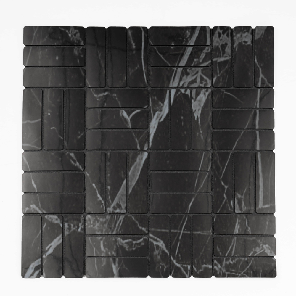 Самоклеющаяся панель ПЭТ для декора стен "Плитка" Черные руны (300х300х4мм) 20 штук  #1