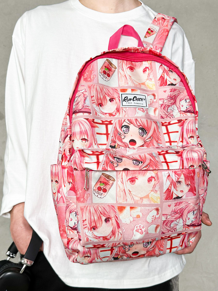 Рюкзак городской школьный для подростка для девочки RunChick Зиверт Аниме розовый  #1