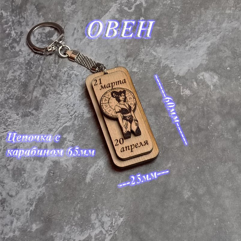 Брелок из фанеры с гравировкой, Знак зодиака "ОВЕН" #1