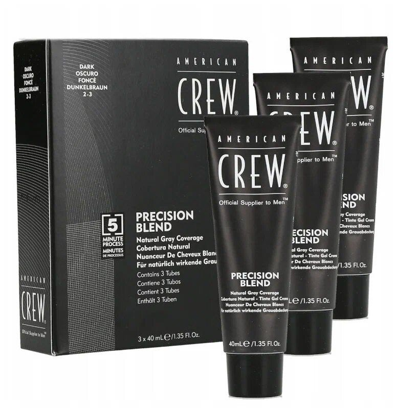 American Crew Precision Blend - Краска для седых волос темный оттенок 2/3 3*40 мл  #1