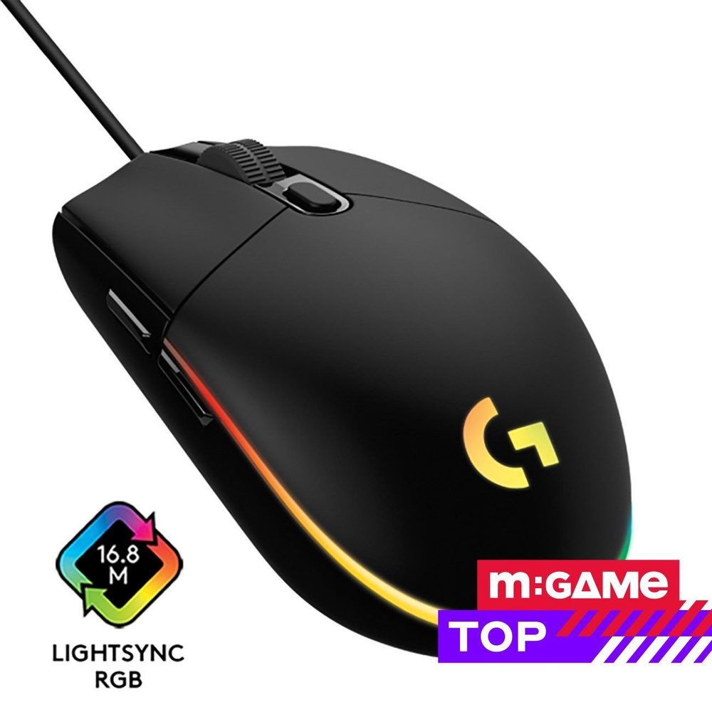 Logitech Игровая мышь проводная G102 LightSync Black, черный #1