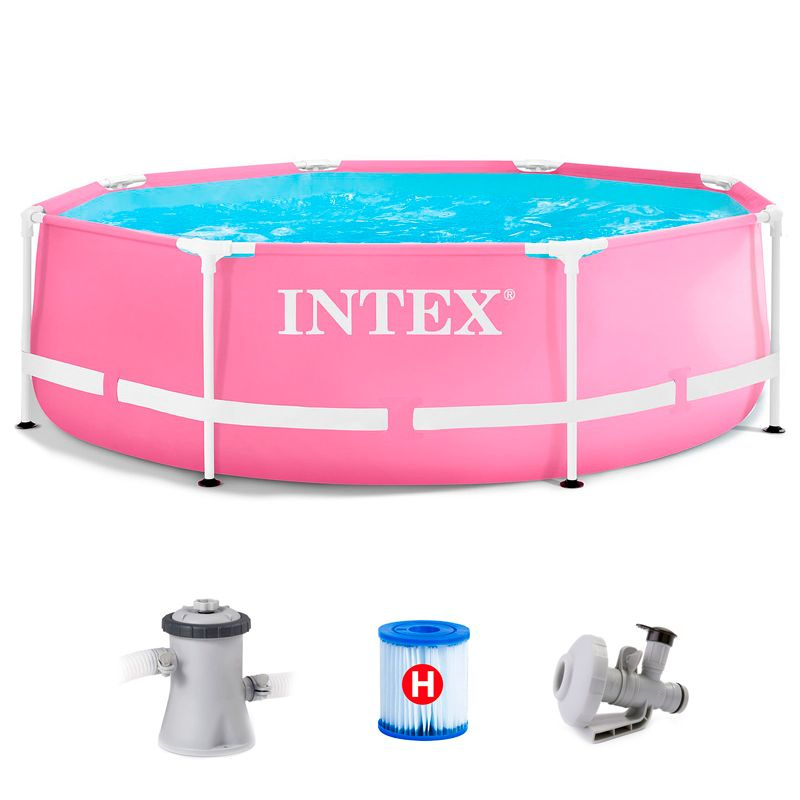 Каркасный бассейн Intex 28292 Pink, розовый 244х76см, 2843л, фильтр-насос 1250л/ч  #1