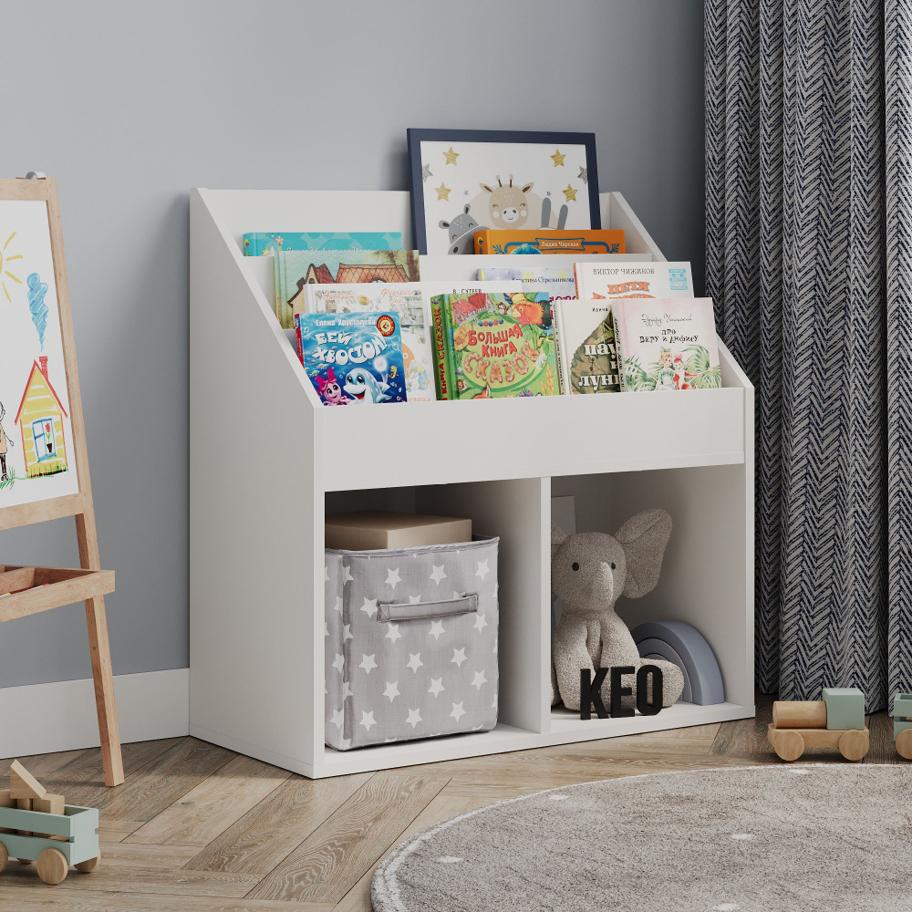 Стеллаж детский с полками 74х32,9х72 см для игрушек в детскую комнату, книжный шкаф деревянный напольный, #1