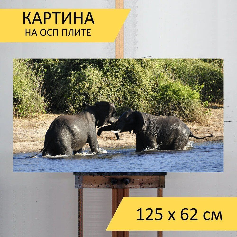 LotsPrints Картина "Слон, воды слон, боевой 35", 125  х 62 см #1