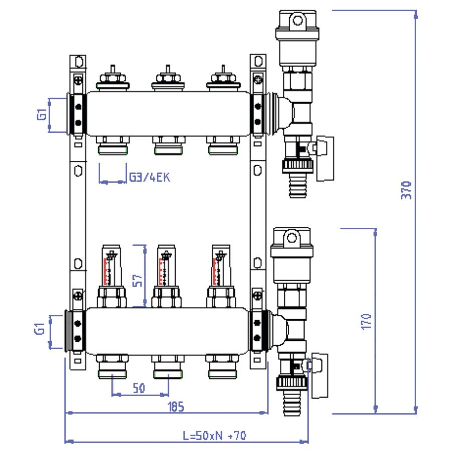 Valtec VTc.589.EMNX – габаритные размеры