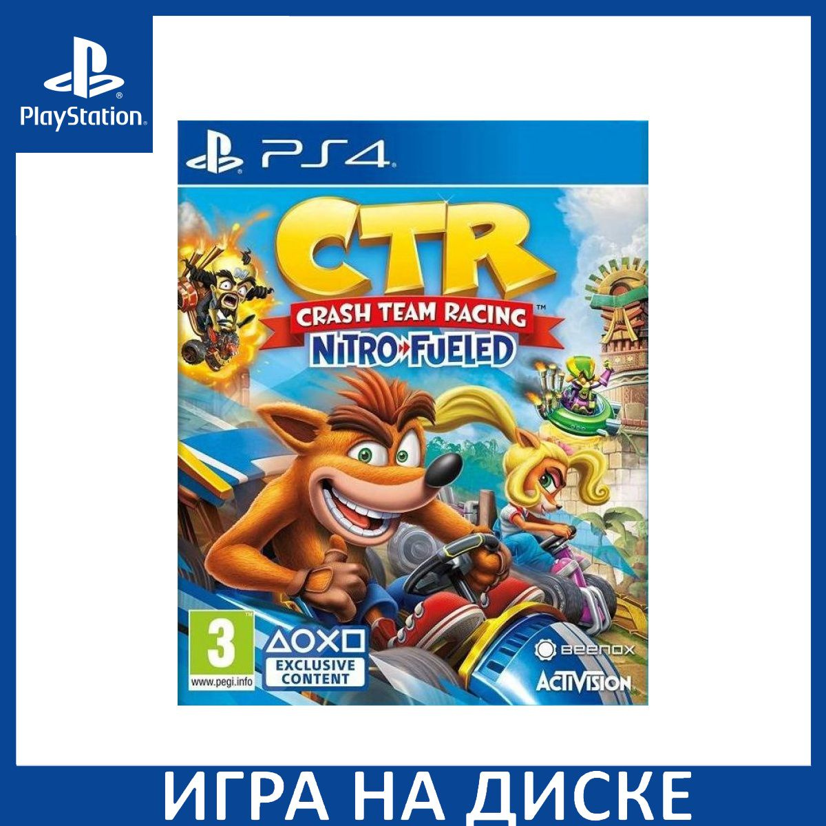 Диск с Игрой Crash Team Racing: Nitro-Fueled (PS4). Новый лицензионный запечатанный диск.