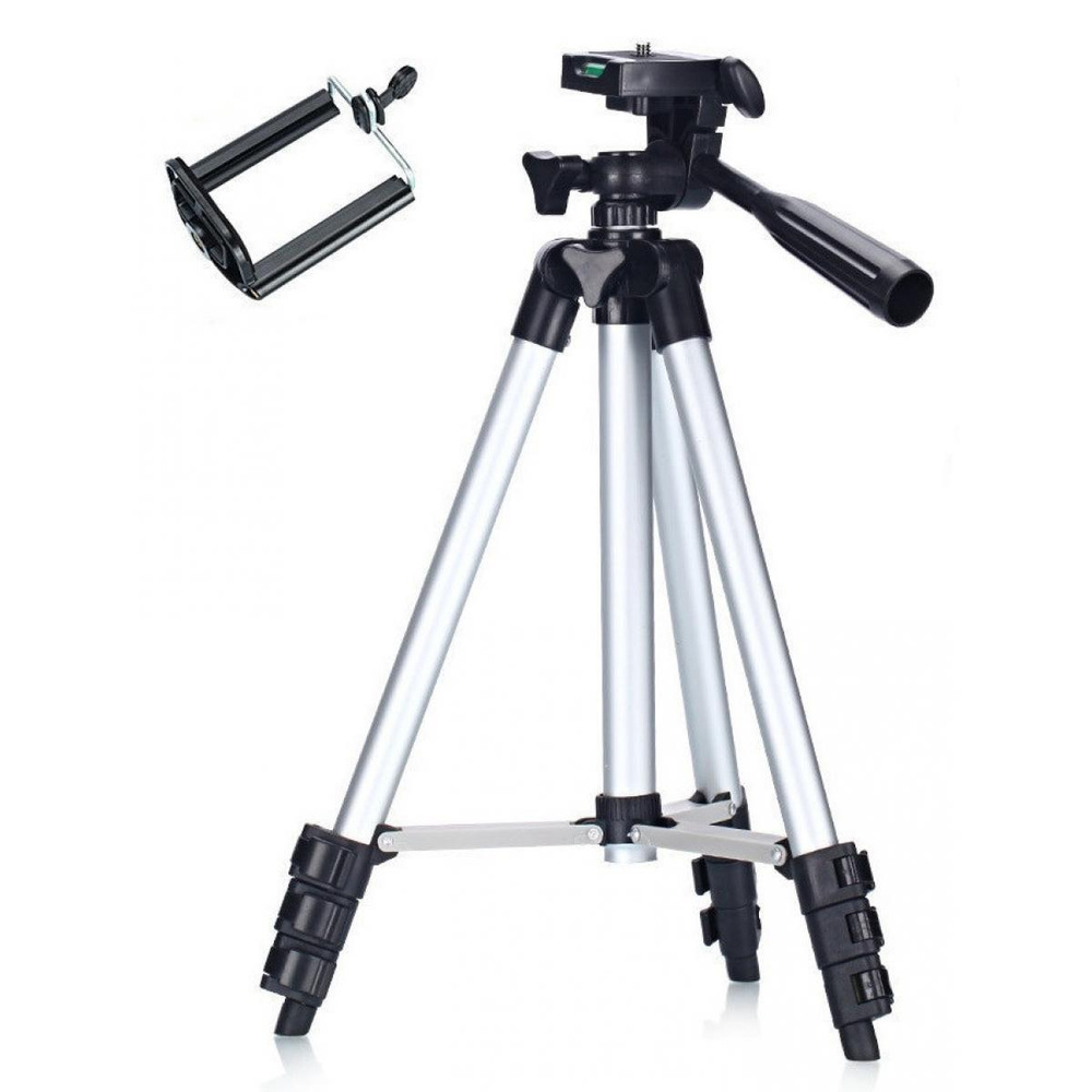 Штатив для камеры и телефона Tripod 3120А, серебристый, черный  #1