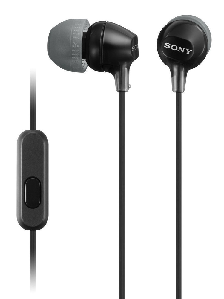 Проводные внутриканальные наушники Sony MDR-EX15AP, 3.5 мм с микрофоном, с шумоподавлением, черные  #1