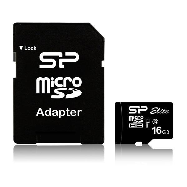 Silicon Power Карта памяти MicroSD 16GB Elite + SD адаптер / SP016GBSTHBU1V10SP #1