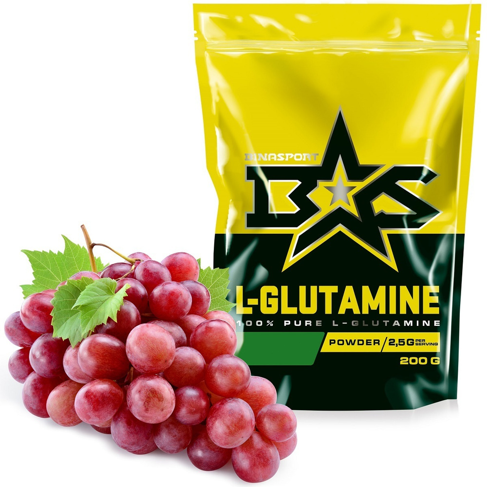 Л-Глутамин порошок 200 г со вкусом винограда Binasport "L-GLUTAMINE" (Глютамин)  #1