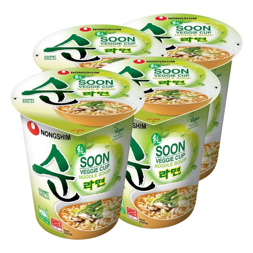 Лапша быстрого приготовления Soon Veggie овощная Nongshim, стакан 67 г х 4 шт  #1