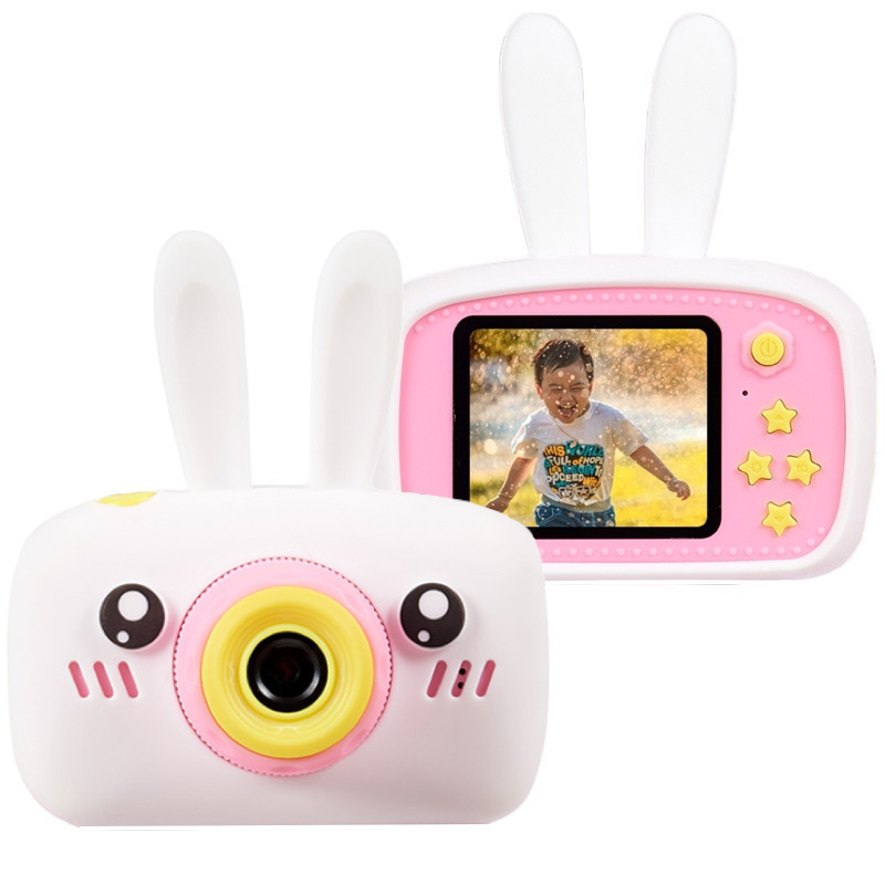 АС Компактный фотоаппарат Детский цифровой фотоаппарат Зайчик, белый  #1