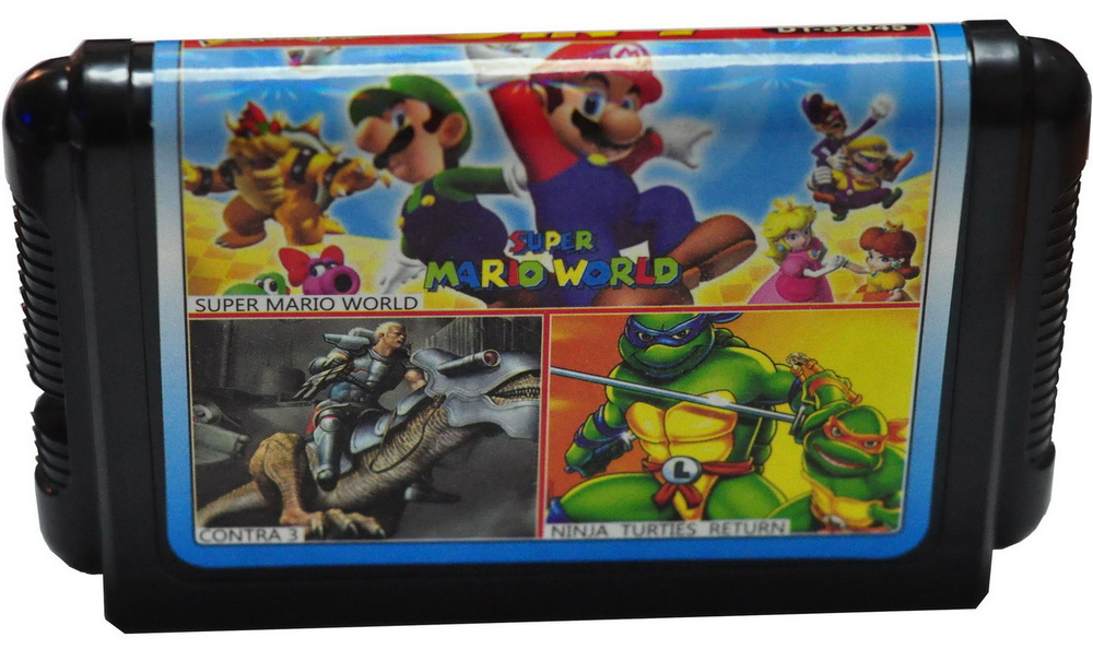 Игровой картридж для SEGA DT-32045 3в1 Super Mario World+ Ninja Turtles Return+ Contra 3 без коробки #1