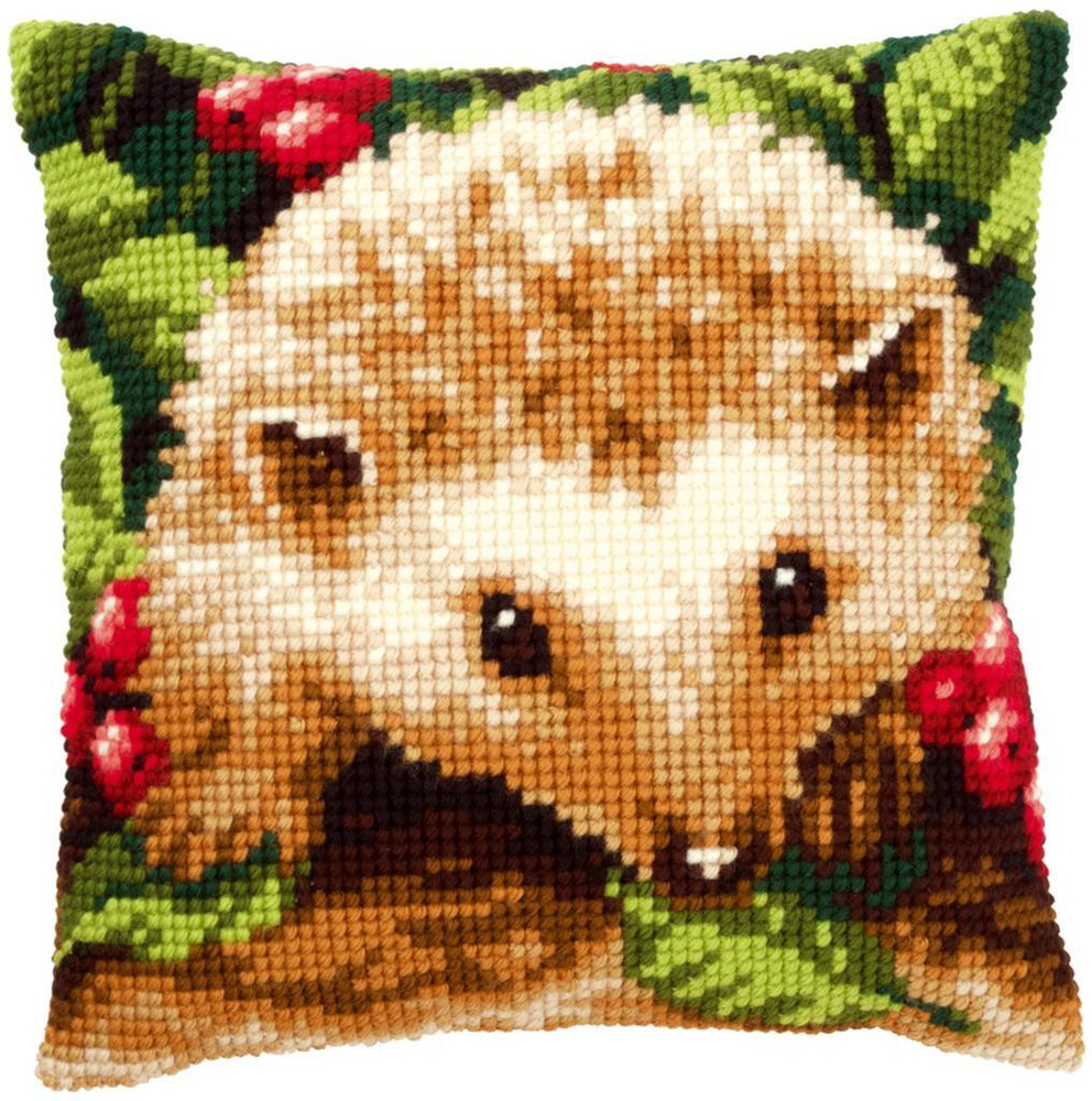 PN-0146403 Набор для вышивания крестом (подушка) Vervaco Hedgehog with Berries "Ежик в траве"  #1