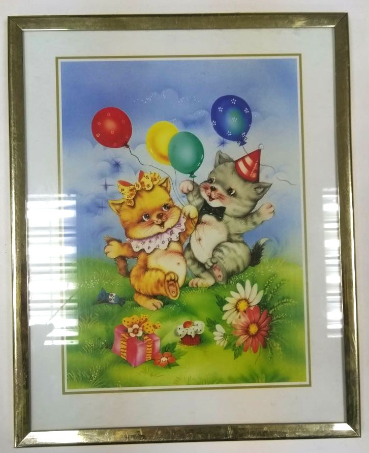 Детская картина в рамке со стеклом "Два котенка" #1