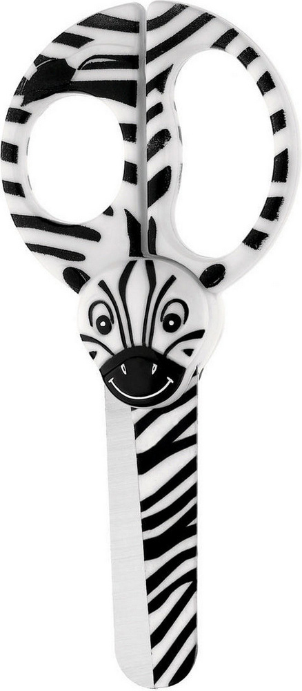 Ножницы детские WESTCOTT WILD ONES, 13 см, с дизайнами животных Зебра, блистер  #1