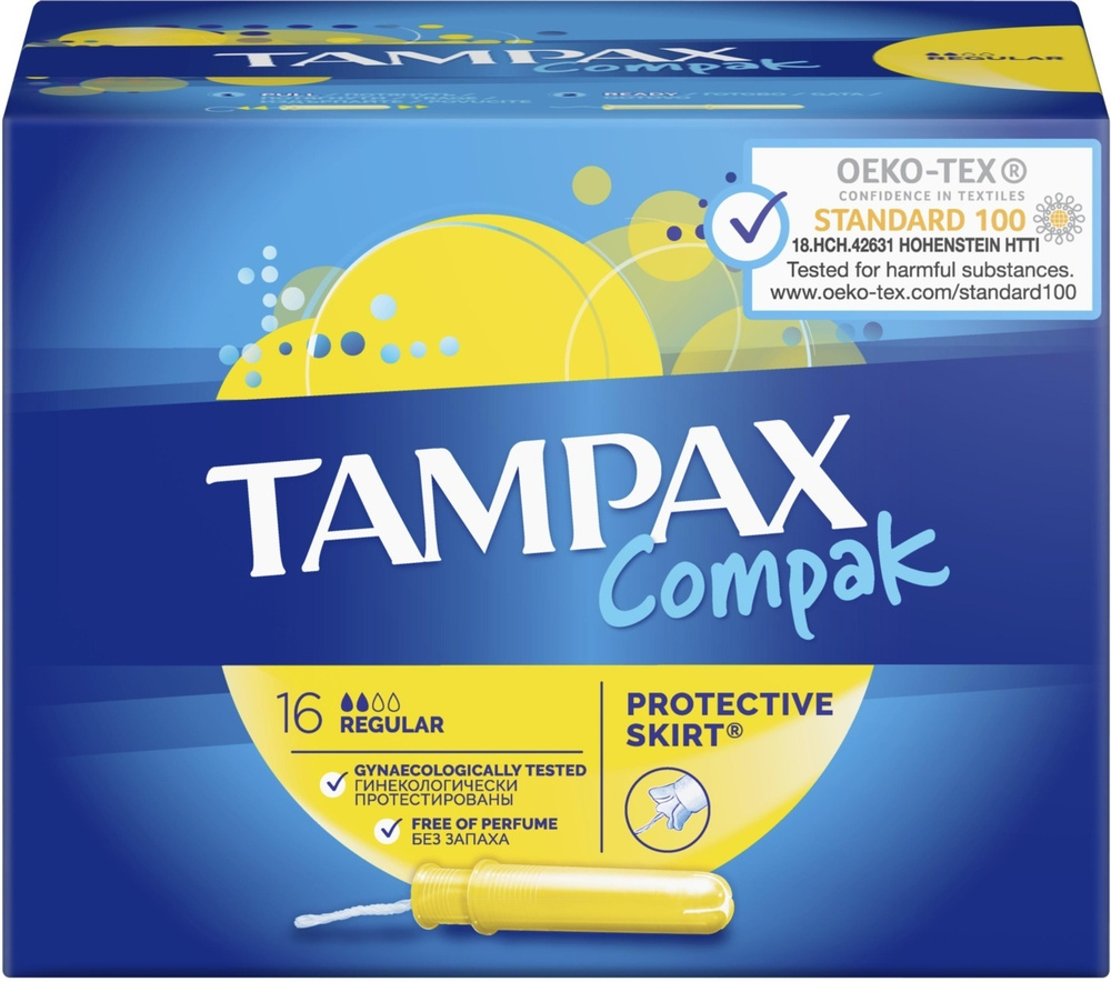 Тампоны с аппликатором TAMPAX Compak Regular, 1 упаковка х 16 шт #1