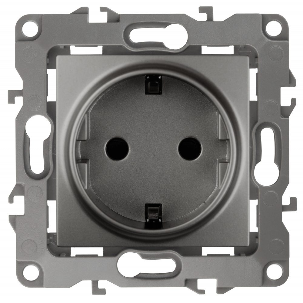 Розетка Эра 12 12-2101-12 с заземлением скрытой установки механизм 16А 250В графит  #1
