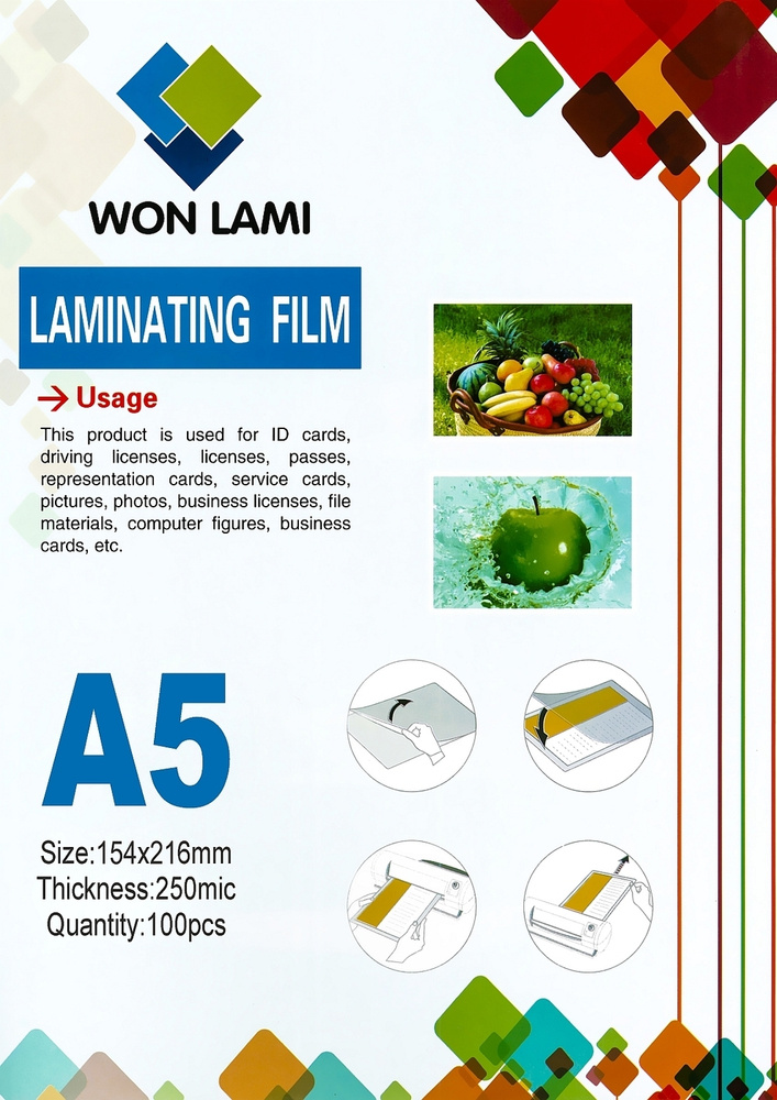 Пленка для ламинирования глянцевая WF, 250 мкм, А5 (154мм х 216мм), 100шт  #1