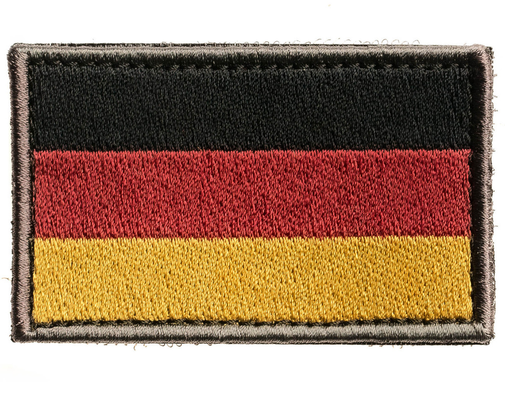 Нашивка на одежду, патч, шеврон на липучке "Флаг Германии" 4,9х7,8 см  #1