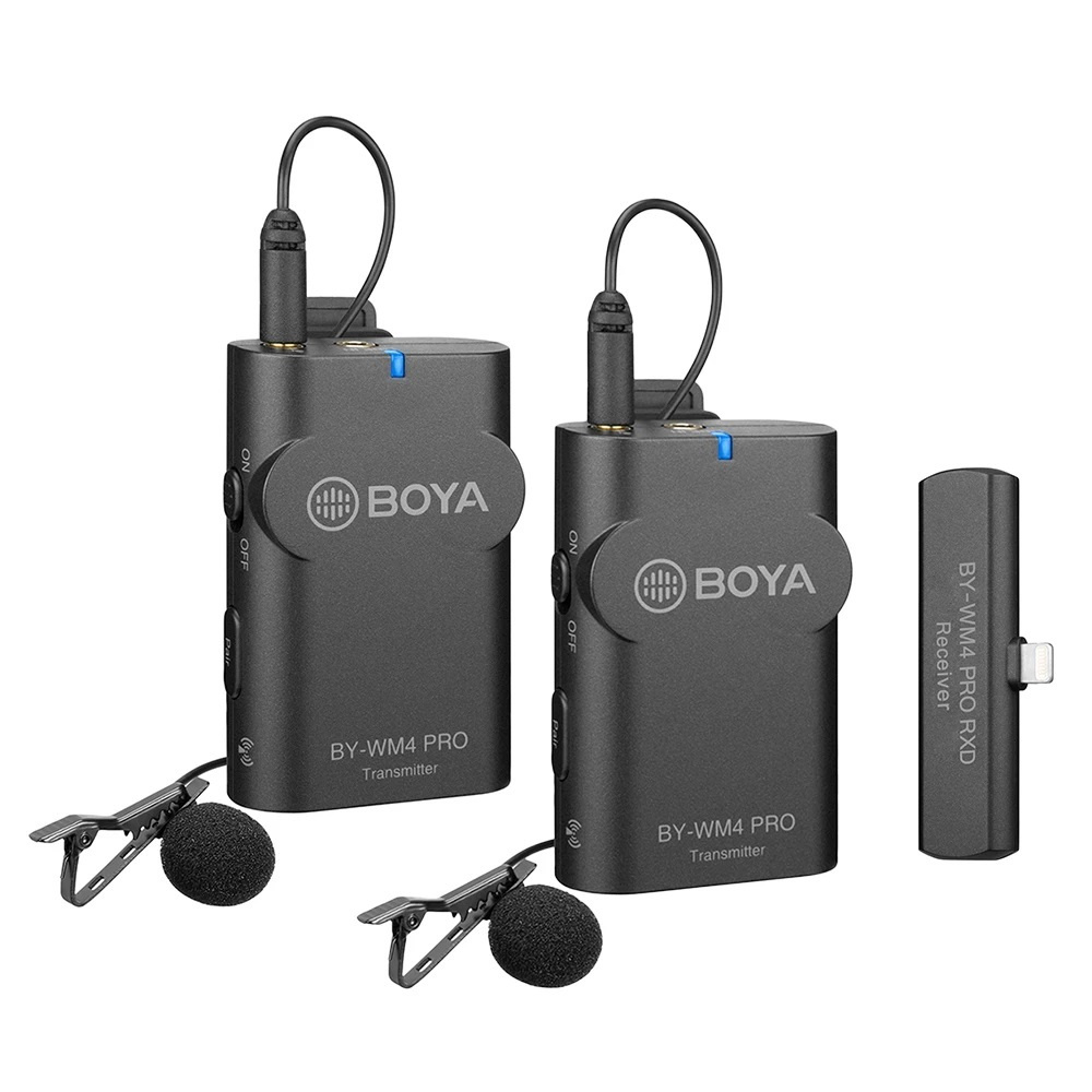 BOYA Микрофон петличный BY-WM4 Pro-K4 / Двухканальная беспроводная микрофонная система для iPhone Lightning #1