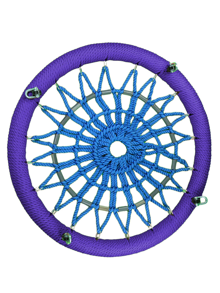 Качели-гнездо Джинн красивым плетением цвет обода Фиолетовый цвет сети Синий диаметр 120 см Канат обода #1