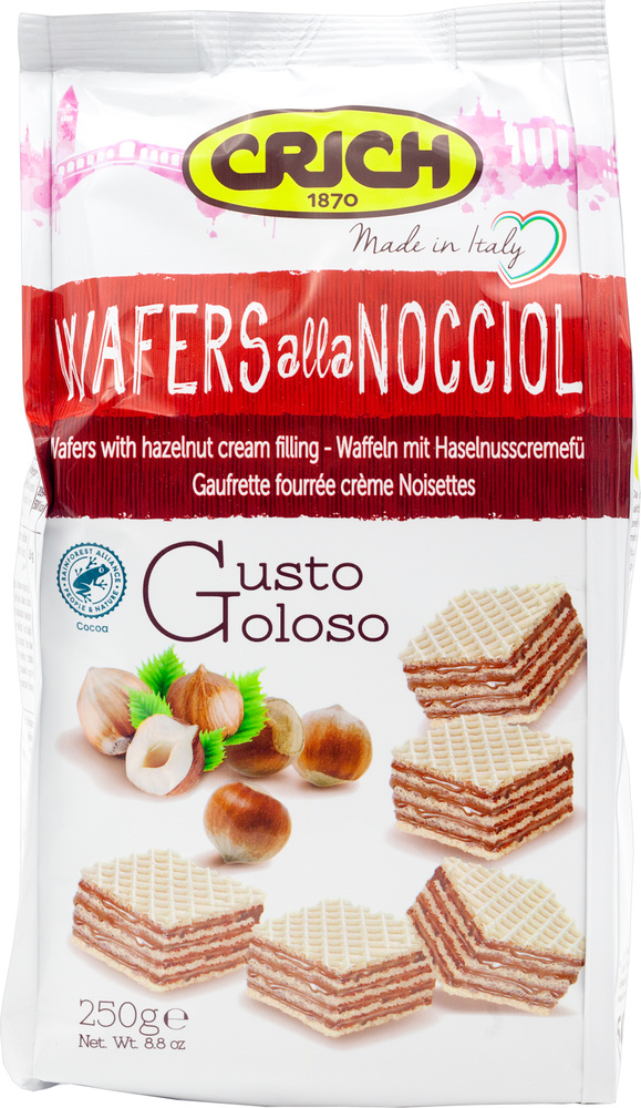 Вафли Crich Wafers with hazelnut filling с орехово-кремовой начинкой, 250г  #1