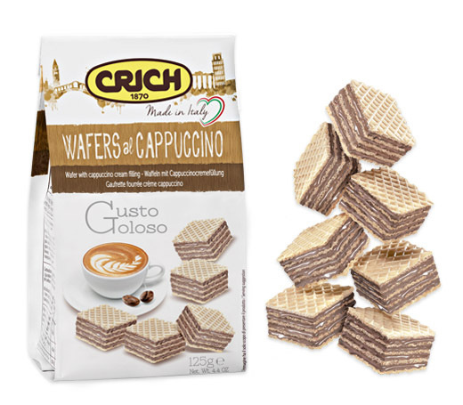 Вафли Crich Wafers with cappuccino filling и с кремовой начинкой Капучино, 125г  #1